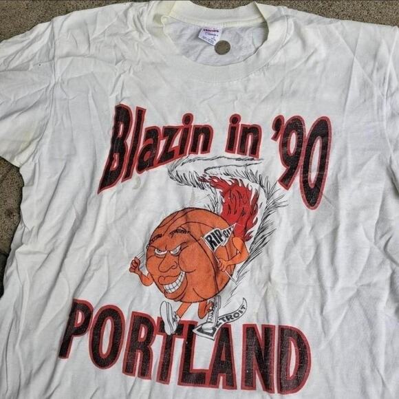 Vtg 90s PORTLAND TRAILBLAZERS Blazin In 1990 NBA Playoffs Parking Lot T Shirt M - Picture 2 of 4